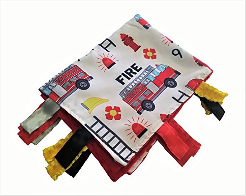 Sensory Baby Tag Blanket, Fire Fighter, Fire Rescue Squad Blanket 14x18 Lovey ...