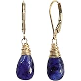 Blue Sapphire Drop Earrings Genuine Real Sapphire Gemstone- Gold- Women's Jewelry- Gift Idea- September Birthstone Birthday