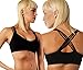 Anemone Strappy Criss-cross Back Comfort Sports Bra with Removable Pads (One Size, 2 Pack: Black)
