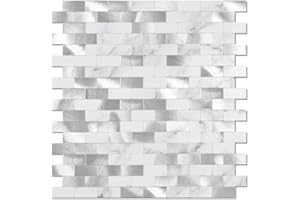 Avant Decor | 8 Tiles | Aluminum Mini Subway Tiles | Peel and Stick Kitchen Backsplash Tiles | Stick On Wall Tiles | Easy DIY Installation | 10.23” x 10.51”