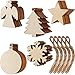 Tatuo 50 Pieces Christmas Wooden Ornaments Wood Snowflake Angel Star Christmas Tree Round Discs Decorations Hanging Embellishments with 50 Pieces Strings