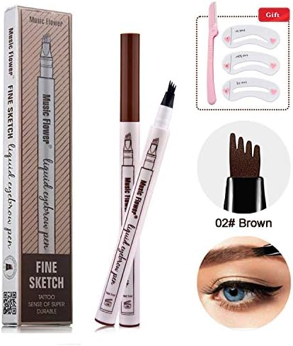 Eyebrow Pencil microblade pen Microblading tattoo eyebrow Pen with a Micro-Fork Tip Applicator Creates Natural Looking Brows Effortlessly and Stays on All Day (Brown)