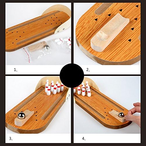 Wooden Mini Bowling Game Set with Lane for Your Little Players,Home Office Desk Interactive Tabletop Bowling Toy for Kids Adults Stress Relief&amp;Intelligence Development&amp;Party Favor(1pc)