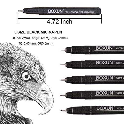 Black Illustration Pens - Set of 5, Archival Ink Drawing Pen for Sketching, Outline, Manga - Thumbnail 2