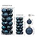 KI Store 24ct Christmas Ball Ornaments Shatterproof Christmas Decorations Tree Balls Small for Holiday Wedding Party Decoration, Tree Ornaments Hooks Included 1.57” (40mm Midnight Blue)