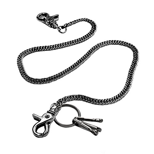 Lightweight Super Thin Cut Link Wallet Chain Swivel Trigger snap Biker Punk Key Chain (Gun-Metal)