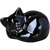 WUYOUSHI Natural Obsidian Cat Crystals Decor Sleeping Cat Statue Healing Crystal Polished Gemstones Bedroom Office Desk Home Decoration A Lucky Decoration