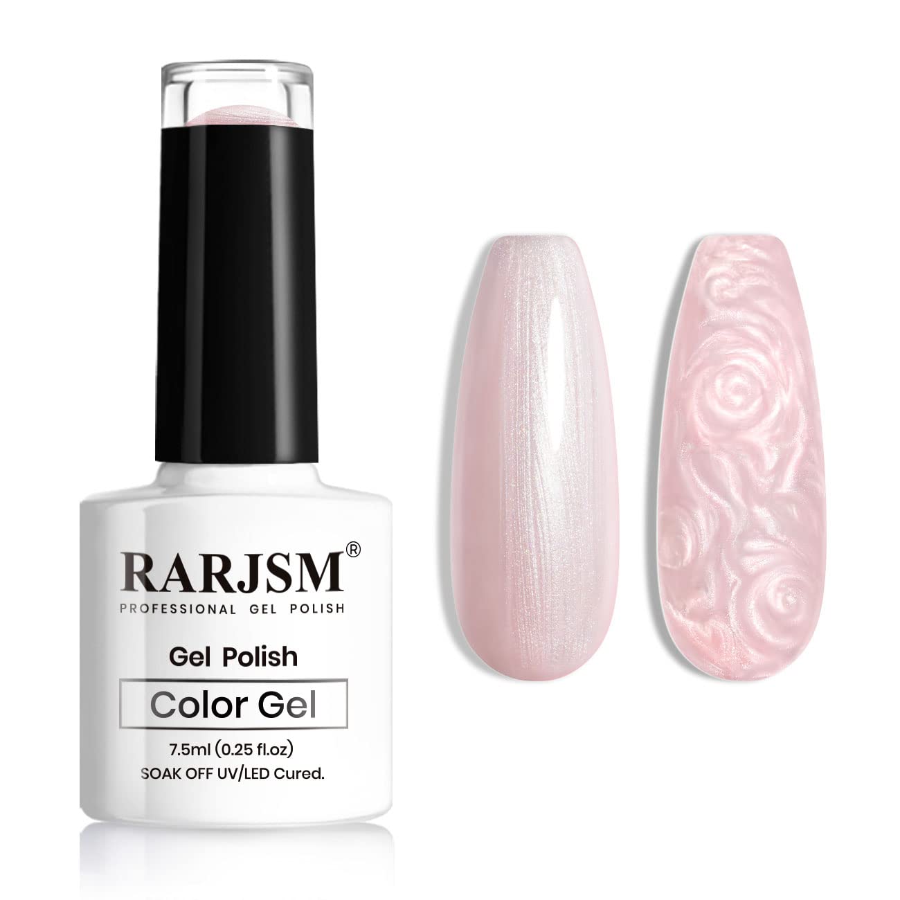 RARJSM Pearl Shell Thread Gel Nail Polish Light Pink Shimmer Pearl Gelpolish 7.5ml Curing Required Soak Off Glimmer LED UV Gel Nail Gel for Manicure Nail Art Design DIY at Home Salon