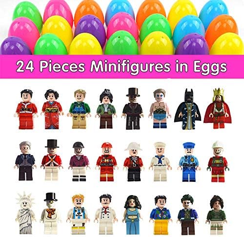 Philyt Easter Eggs with Toys, Boy and Girl Mini Figurine Toys, Plastic Toy Filled Easter Eggs with 24Pcs Mini Figures for Kids Toddler Educational Toy Gift