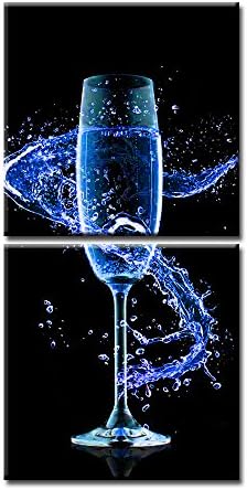 wine bottle canvas wall art Wine Glasses Splash Wall Art Still life Food Canvas Paintings Prints For Christmas Kitchen Dinning Room Decor in 2 Pieces (20x20inchx2)