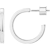 PAVOI 14K Gold Plated Thin Square Edge Open Hoop Earrings for Women | Trendy Lightweight Open Hoops