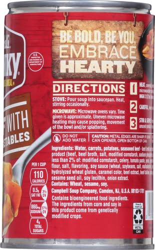 CAMPBELL’S CHUNKY SOUP, BEEF SOUP WITH COUNTRY VEGETABLES, 18.8 OZ CAN