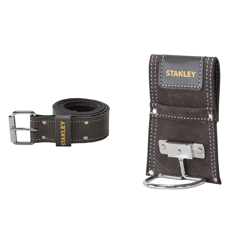 STANLEY Hammer Holder, Black with Leather Belt, Dark Brown