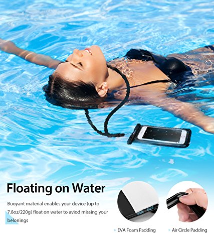 Mpow [ upgraded ] Floating Waterproof Case, IPX8 Waterproof Phone Case Underwater New Type TPU Dry Bag for iPhone 8/8plus/7/7plus/6s/6/6s plus Samsung galaxy s8/s7 Google Pixel HTC10 (2-Pack)