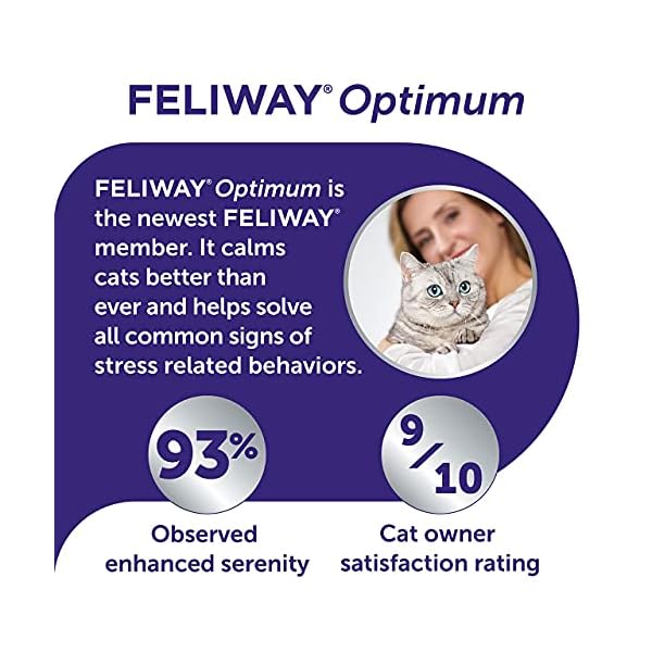 Feliway-Optimum-Diffuser-Starter-Kit-and-Refill-48ml FELIWAY Optimum diffuser & 30 day refill, the best solution to ease cat anxiety, cat conflict and stress in the home, 48…