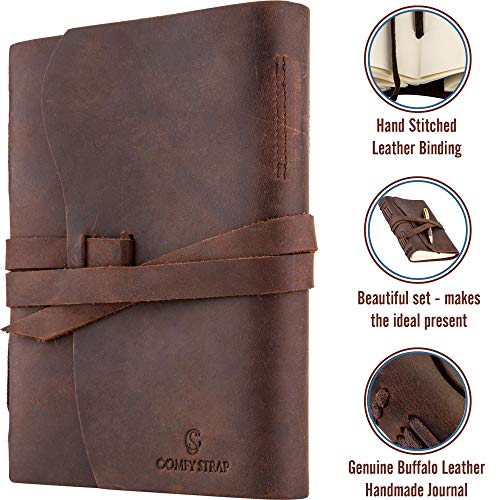 Leather Journal with Lined Paper for Mens Womens Leather Bound Journal 7x5 Genuine Brown