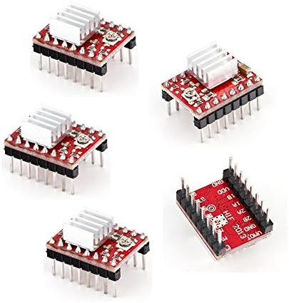 A4988 Stepstick Stepper Motor Driver Module + Heat Sink for 3D Printer Reprap, CNC Machine or Robotics (Pack of 5)