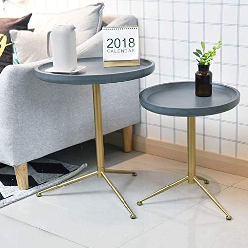L.TSA Sofá Mesa Auxiliar Metal Redondo Sala de Estar Mesa Auxiliar