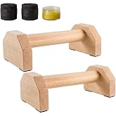 Trlakepreble Wooden Parallettes Push Up Bars, Anti-Slip Push-Up Handles, Mini Handle Pumps, Dip Station Dip Bar, Handstand Bars for Calisthenics and Fitness（log）