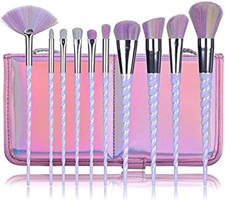 fiveaccy Unicorn Makeup Brushes , Makeup Brushes Set Rainbow Professional Powder Cream Blush Brush Kits with Bag (10Pcs) (Unicorn brushes)