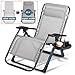 Artist hand 350LBS Capacity Zero Gravity Heavy Duty Outdoor Folding Lounge Chairs w/Snack Tray,Lawn Patio Reclining Chairs-XL Size (Extra-Wide Seats) Grey