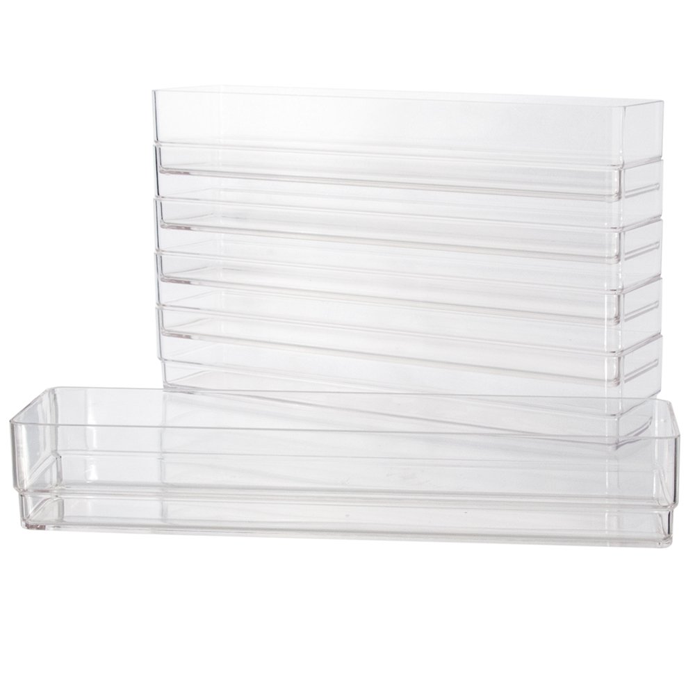 Clear Plastic Drawer Organizers 12" x 3" x 2" l Set of 6