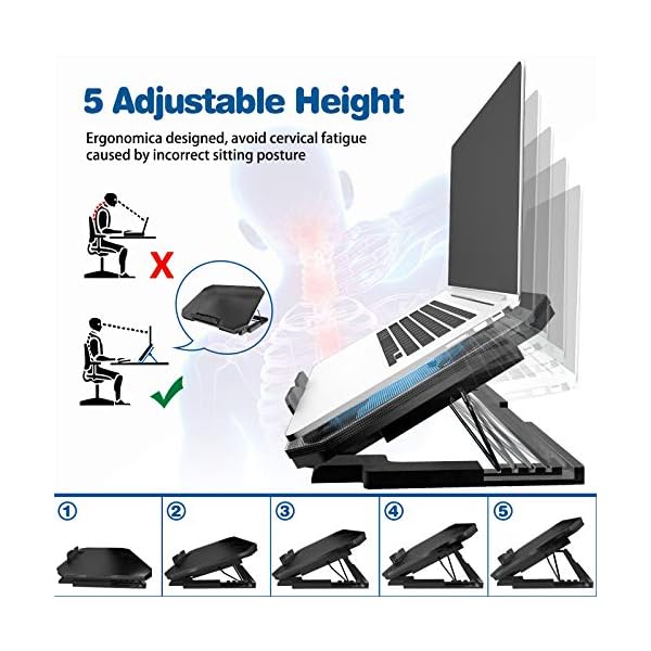 Tendak Laptop Cooling Pad, Laptop Cooler Cooling Pad, Laptop Cooling Bracket, with Two Turbo Fans, 2 USB Ports, 5…