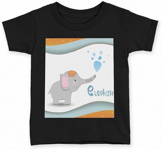 Amazon Igsticker プリント Tシャツ キッズ 子供 140 サイズ Size おしゃれ クルーネック 黒 ブラック T Shirt アニマル ゾウ 象 イラスト Tシャツ カットソー 通販