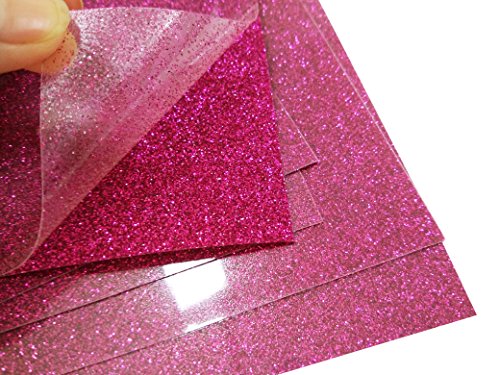 levylisa 5-Sheets 10"x10" Ultra Glitter Permanent HTV Heat Transfer Vinyl Adhesive Backed Assorted Colors Craft Projects (Hot Pink)