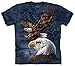 Mountain Eagle Flag Collage Adult Size T-shirt , Blue , Medium