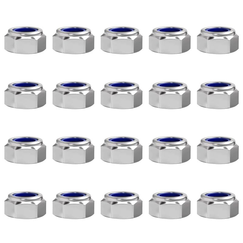 20 Pcs Lock Nuts M4, Stainless Steel Thread Hex Nuts, Bright Finish for Machine, Furniture Fastening