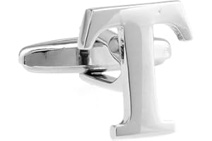 MRCUFF Letter A-Z Monogram Initial Cufflinks with a Presentation Gift Box & Polishing Cloth