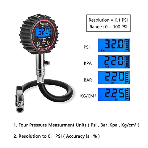 Tire Pressure Gauge Digital Depth for Bike Car ATV RVs - Thumbnail 3