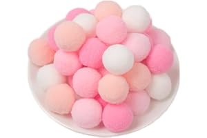 QIKAARA 100 Pieces Pom Poms Pink and White, 1.2 inch Large Craft Pompoms, Soft Fluffy Puff Balls for DIY Arts and Bulk Craft Making Decorations Supplies (Pink Series, 3 cm / 30 mm)