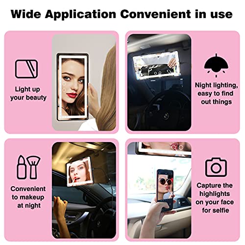 Car Visor Vanity Mirror with Lights, YORFTOOC Clipon Car Makeup Mirror