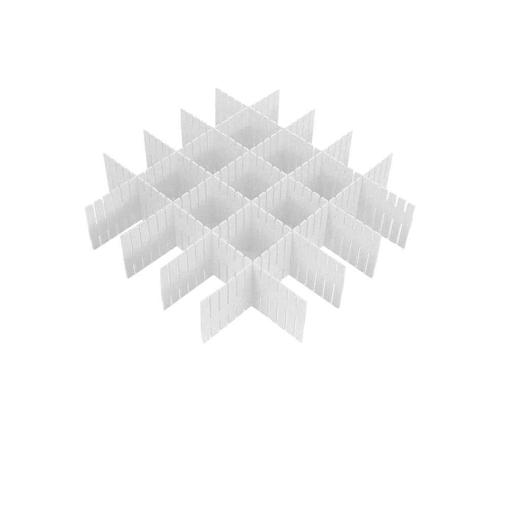 Youngine 8pcs Plastic DIY Drawer Dividers, Adjustable Drawer Storage Organizer Grid for Office Kitchen Home (White)