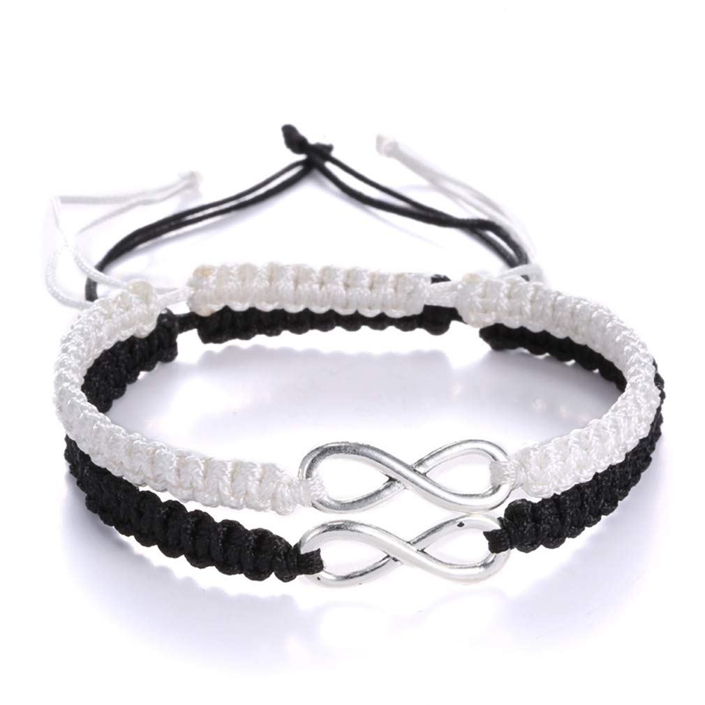 AidShunn Bracelets infinity Braided Handcrafted Adjustable Braided for Men Women Friendship Family Couple 2Pcs — image 1