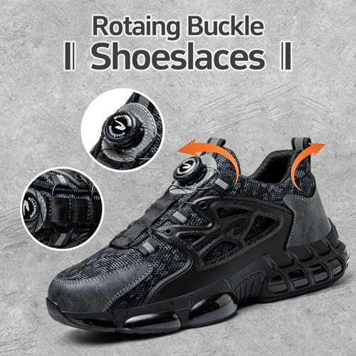 Gugifcto Safety Shoes Men Women Fashion Sneakers Non-slip Lightweight Breathable Comfortable Quick Release Safety Shoes with Steel Toe Cap 36-48 EU 36-48 EU