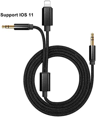SAIWILL Lightning to 3.5mm Car Aux Cable, 3ft Nylon Braided Lightning Port to Audio Jack Cable for iPhone 7/8/iPhone X/Android Smartphone, Perfect for Car/Home Stereos,Work with iOS 11 and Before