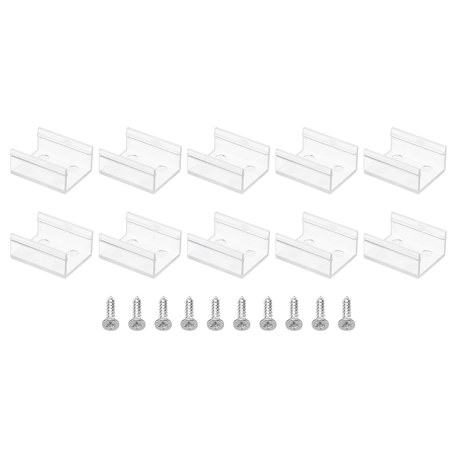 PATIKIL LED Strip Light Clips, 40 Pack Mounting Bracket Fixing Clips Plastic Clamp Holders with Screws for 19mm-20.4mm Neon RGB Light Cable Ribbon, Clear