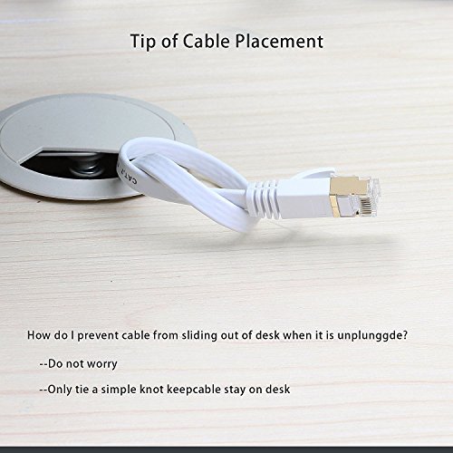 HANYUN CAT7 Double Shielded (SSTP) 10 Gigabit 600MHz Ethernet LAN Network Flat Cable High Speed Patch Cord - Built with Gold Plated & Shielded RJ45 Connectors (6.6ft/2m, White)