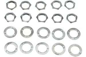 Dopro 10-Pack Brass USA 3/8"-32 Thread Guitar Pots Nuts Potentiometer Hex Nuts Guitar/Bass Jack Nuts and Washers for US CTS Pots/Switchcraft/Pure Tone Jacks Nickel