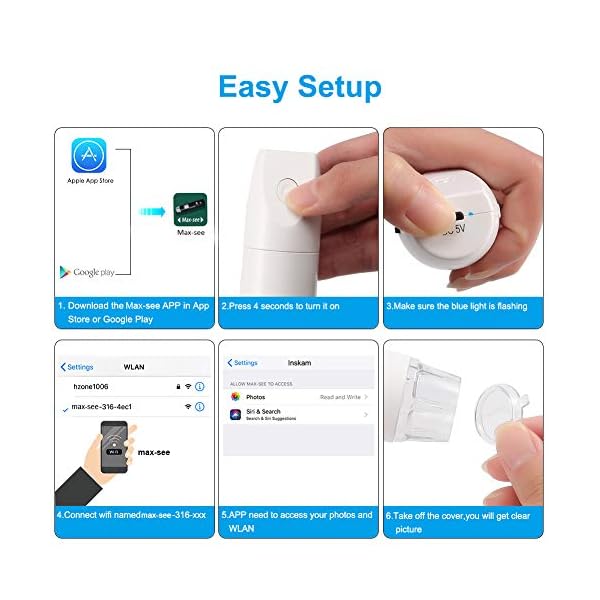 WiFi Digital Mikroskop,KNMY Drahtloses Digitales Mikroskop 50-fache bis 1000-fache Vergrößerung,8 Einstellbare LED… – Bild 7
