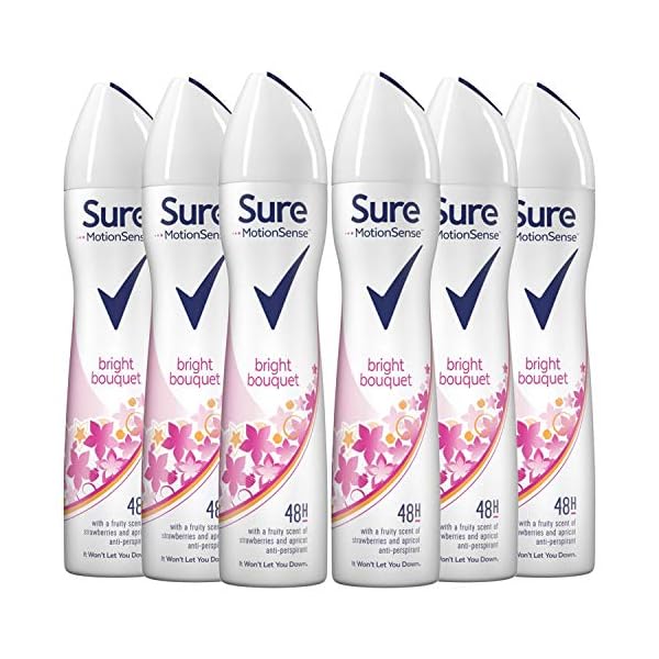 Sure Women Bright Bouquet Aerosol Antiperspirant Deodorant, 250 ml, Pack of 6