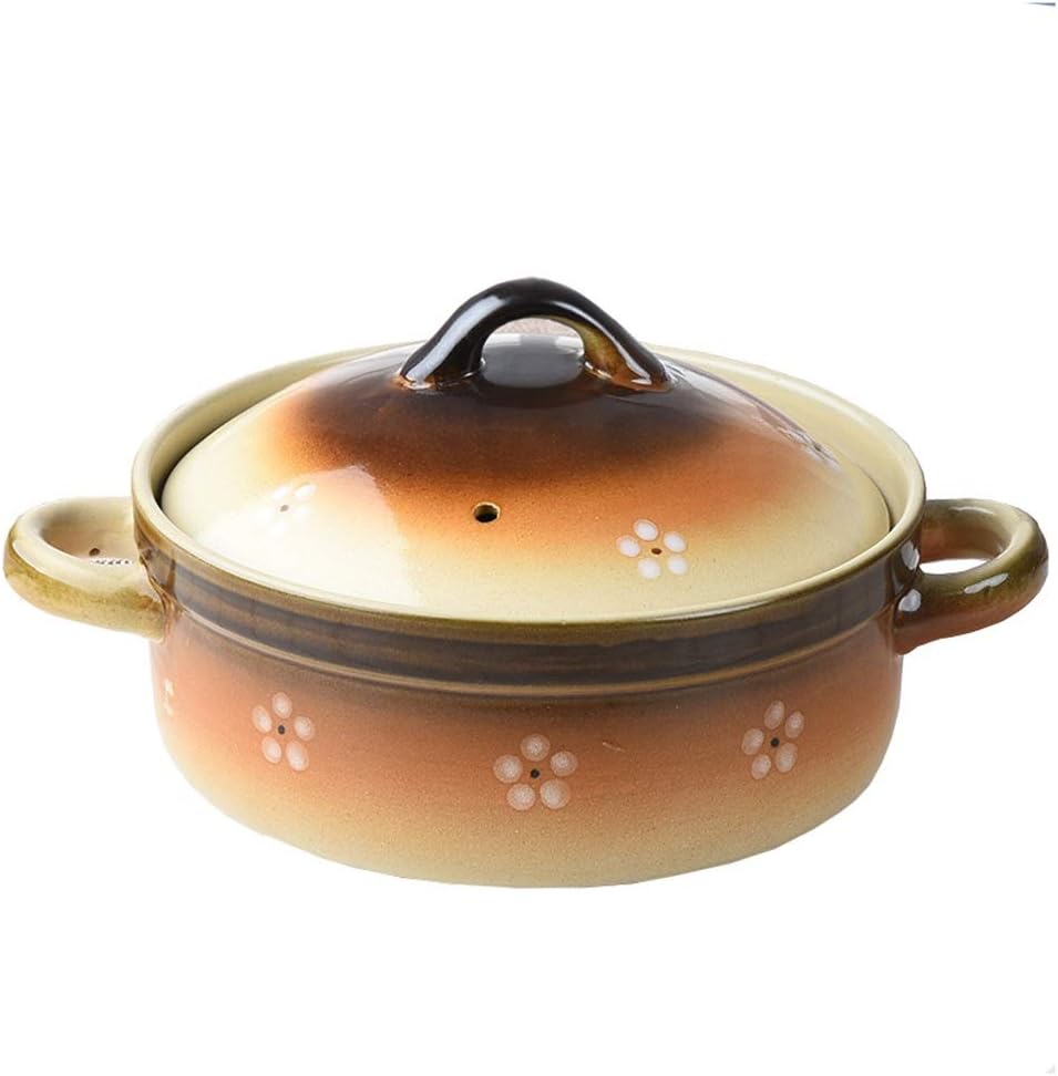 Wwshm Pot,Casserole,Wok,Soup Pot,Frying Pan,Korean Bibimbap,Cast Iron,Dutch Oven Cooker,With Lid,Non Stick,Ceramic Stew Ears Soil Household 2.5L 3.5L 7L (Color : 3.5 blue)