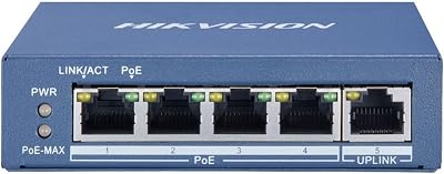 Hikvision 4 Port Gigabit PoE Switch 1000M + 1 Uplink RJ45 Unmanaged DS-3E0505P-E