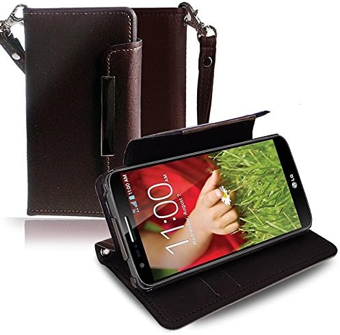 JMEI Original Leather Wallet Case Dandy for LG G2 / Smartphone Cover Full Body Protection Diary Case with Stand Feature (Wine Solid)