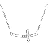 BETHZA Diamond Cross Necklace for Women 925 Sterling Silver D Color Diamonds Cross Pendant Religious Jewelry Gifts for Birthday Christmas Mother's Day
