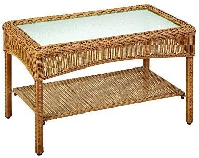Charlottetown Natural All Weather Wicker Patio Coffee Table By