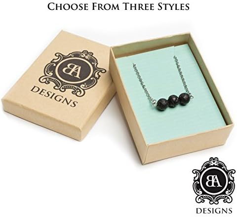 Essential Oil Diffuser & Aromatherapy Necklace | 3 Stone Lava Bead Jewelry | Stainless Steel Chain
